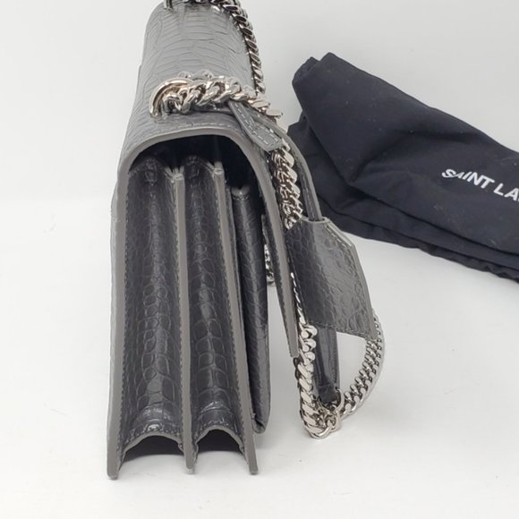 YSL SUNSET Medium Croc Crossbody Brand New - Picture 4 of 13